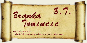 Branka Tominčić vizit kartica